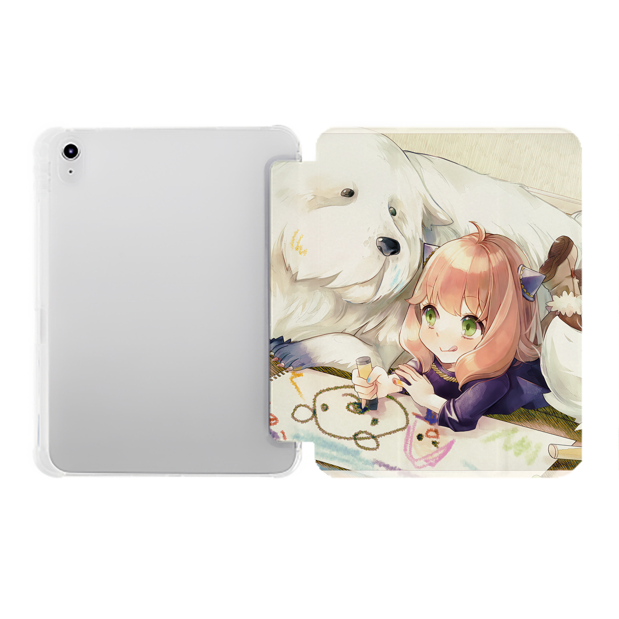 （画像用） SPY×FAMILY间谍家家酒 IPad ケース ペン収納付き 三つ折りスタンド PUレザー×シリコン 対応機種9.5/10.5/10.9インチ